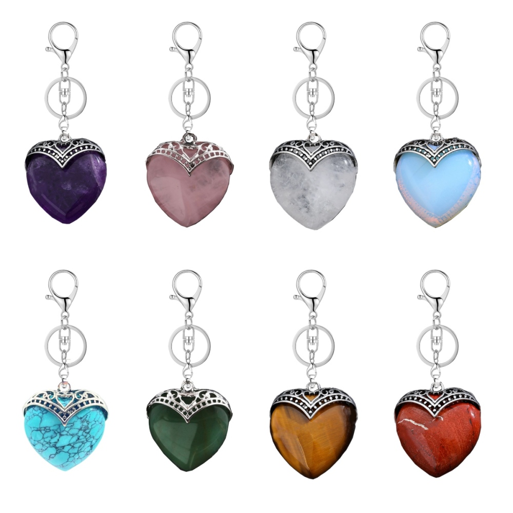 Gemstone 30MM Heart Antique Silver Double Dragon Pendant (32x38mm) for DIY Making Jewelry