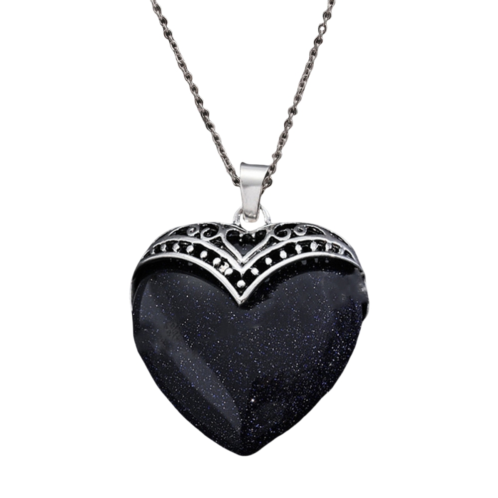 Gemstone 30MM Heart Antique Silver Double Dragon Pendant (32x38mm) for DIY Making Jewelry