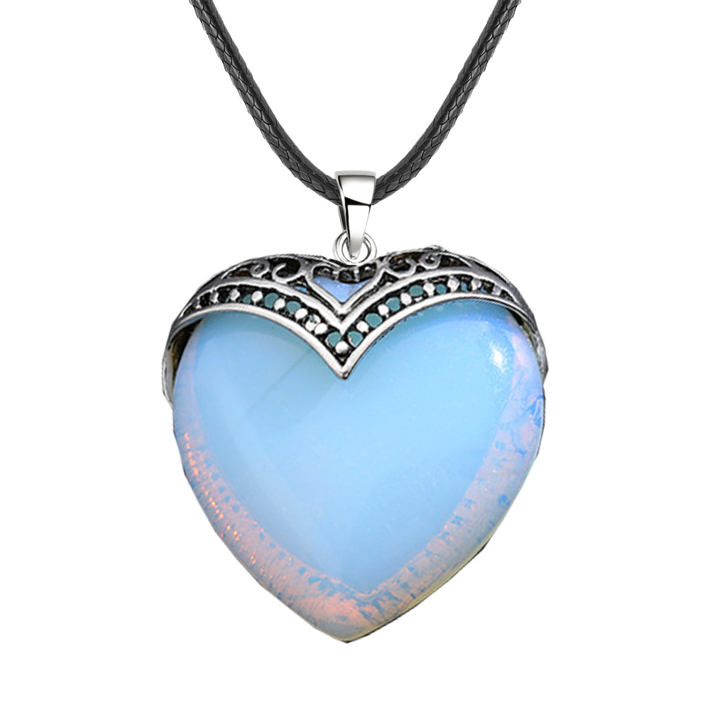 Gemstone 30MM Heart Antique Silver Double Dragon Pendant (32x38mm) for DIY Making Jewelry