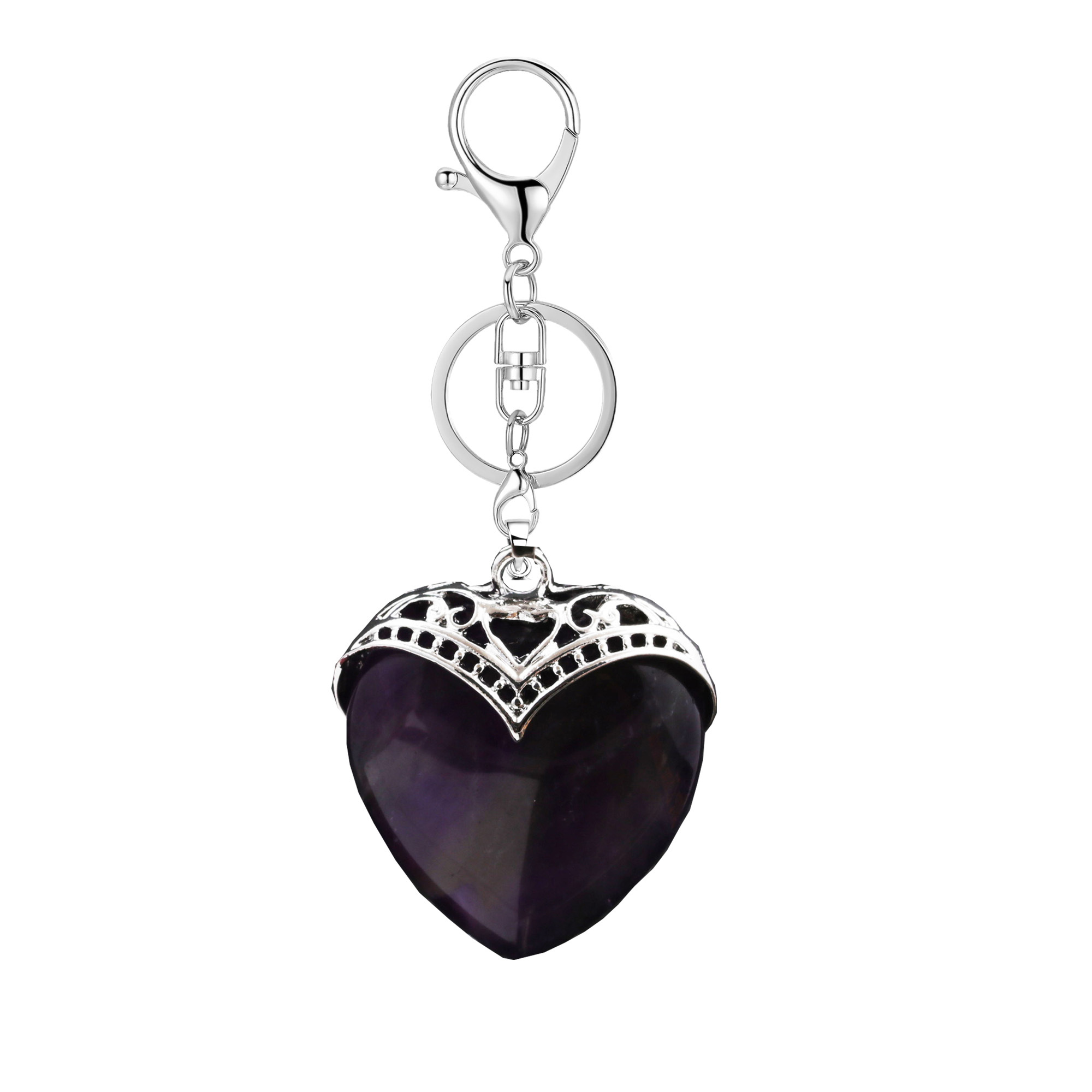 Gemstone 30MM Heart Antique Silver Double Dragon Pendant (32x38mm) for DIY Making Jewelry