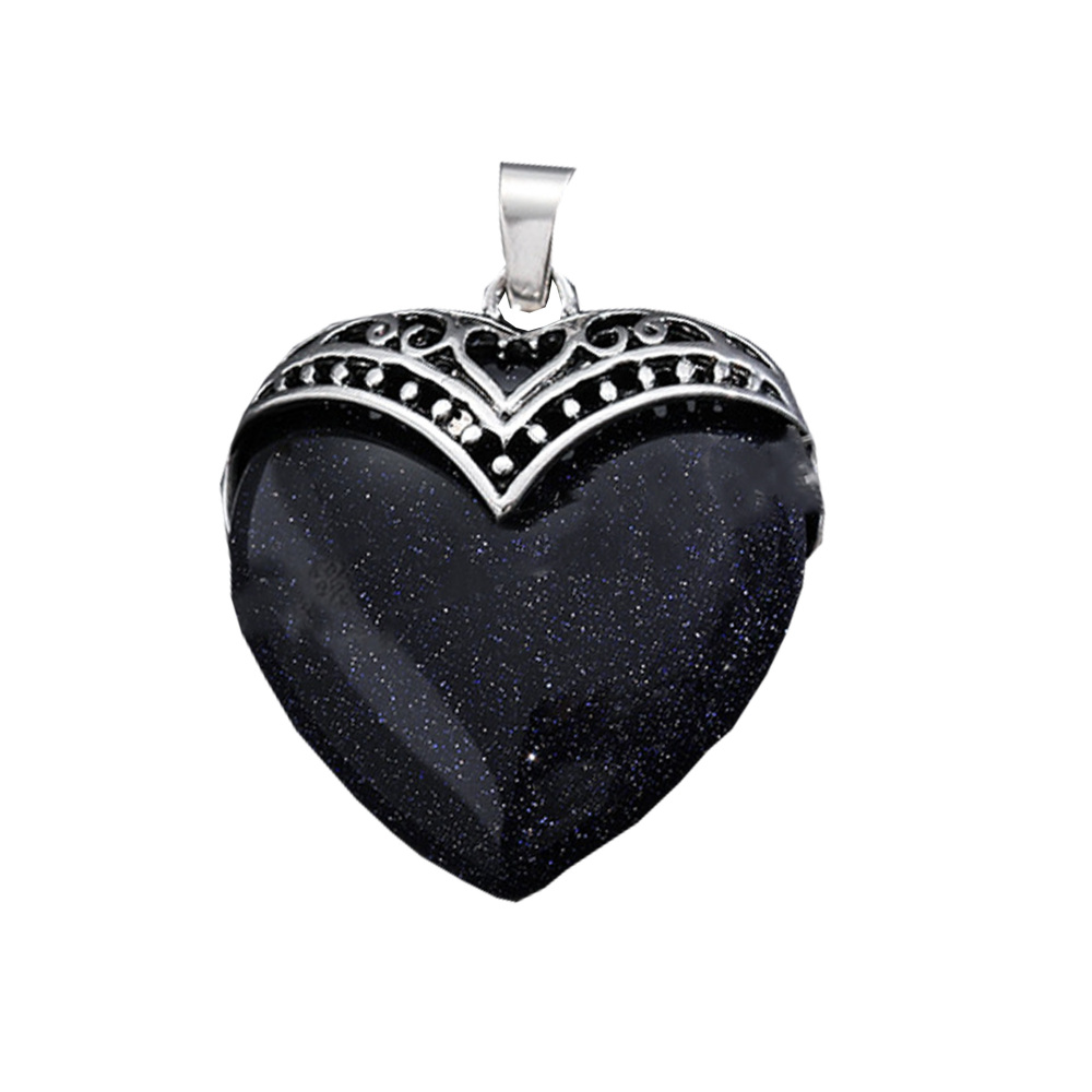 Gemstone 30MM Heart Antique Silver Double Dragon Pendant (32x38mm) for DIY Making Jewelry