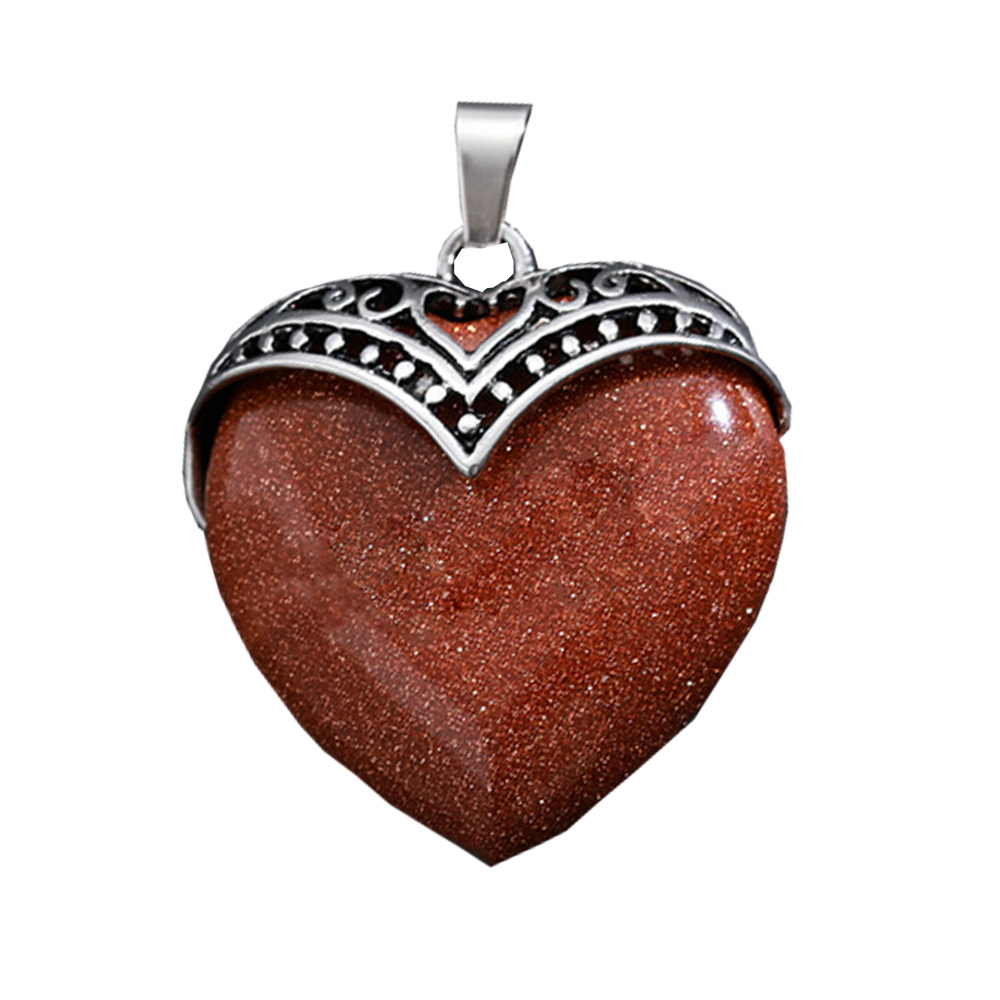 Gemstone 30MM Heart Antique Silver Double Dragon Pendant (32x38mm) for DIY Making Jewelry