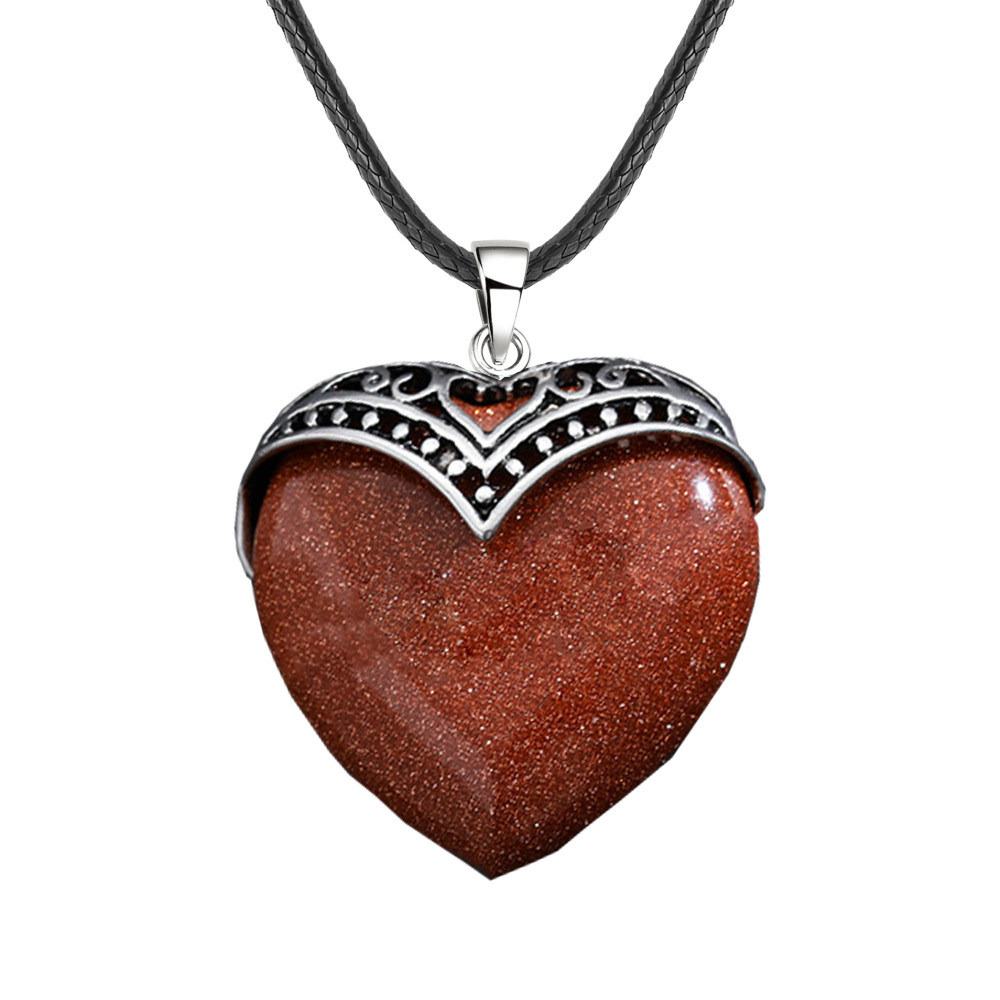 Gemstone 30MM Heart Antique Silver Double Dragon Pendant (32x38mm) for DIY Making Jewelry