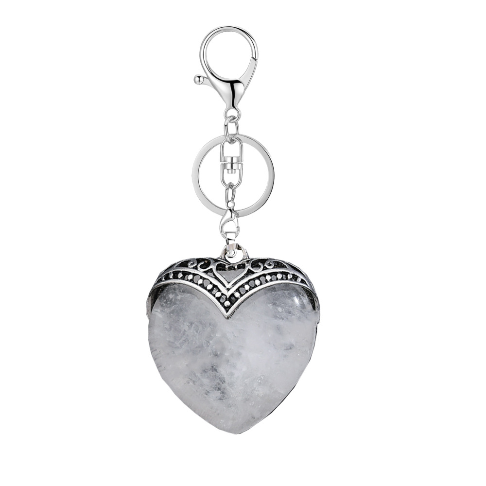 Gemstone 30MM Heart Antique Silver Double Dragon Pendant (32x38mm) for DIY Making Jewelry