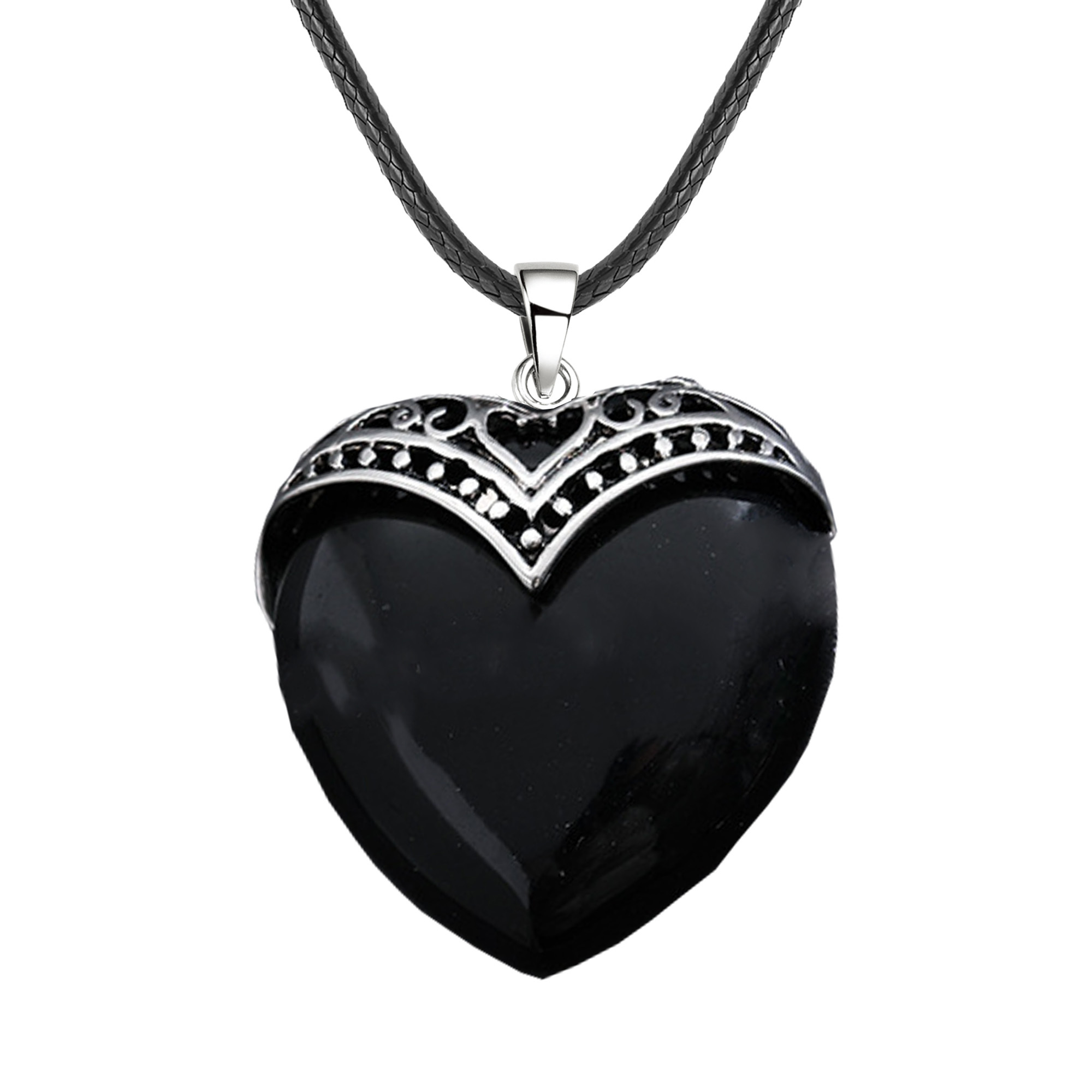 Gemstone 30MM Heart Antique Silver Double Dragon Pendant (32x38mm) for DIY Making Jewelry