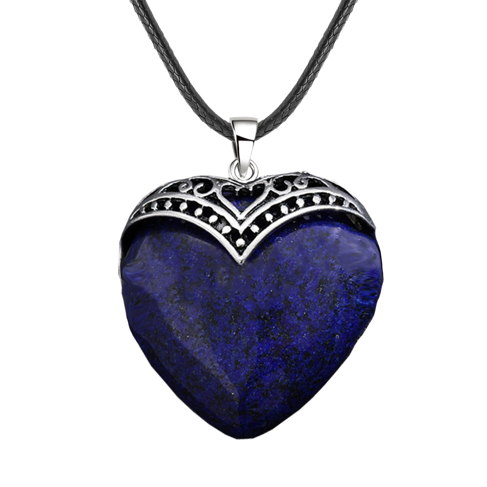 Gemstone 30MM Heart Antique Silver Double Dragon Pendant (32x38mm) for DIY Making Jewelry