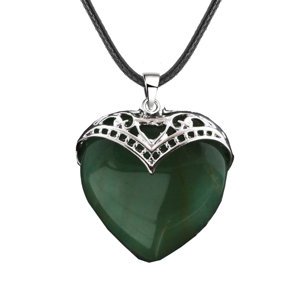Gemstone 30MM Heart Antique Silver Double Dragon Pendant (32x38mm) for DIY Making Jewelry