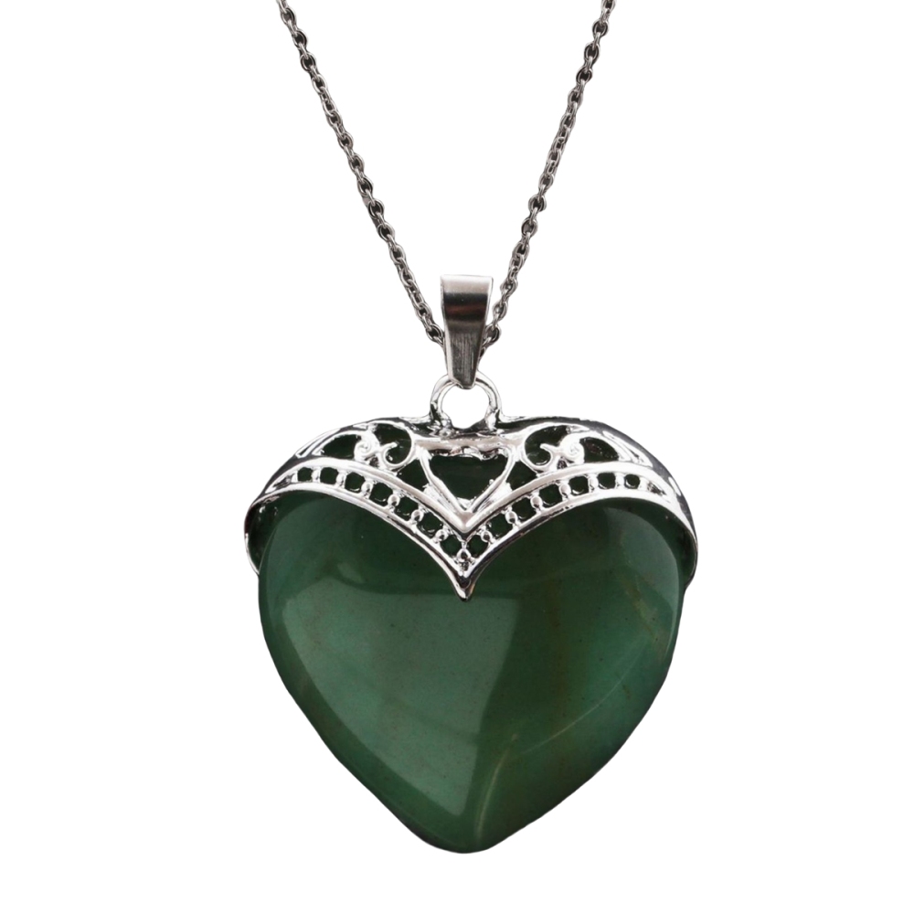 Gemstone 30MM Heart Antique Silver Double Dragon Pendant (32x38mm) for DIY Making Jewelry
