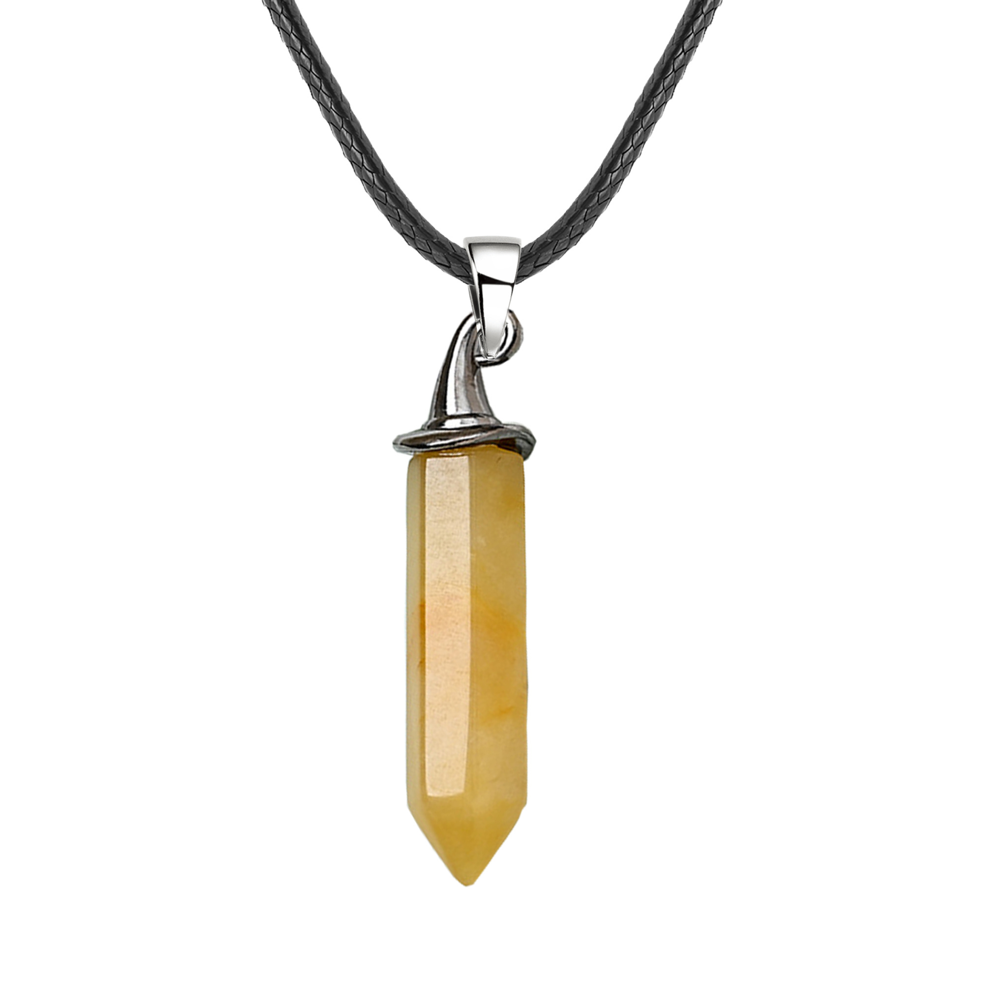 Gemstone Hexagonal Prism GunBlack Wizard Cap Pendant