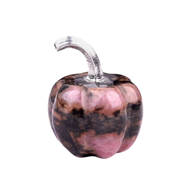 20mm/30mm Gemstone Pumpkin Oranment for Home Office Decor Handmade Craved Vegetables fruits Stone Gifts
