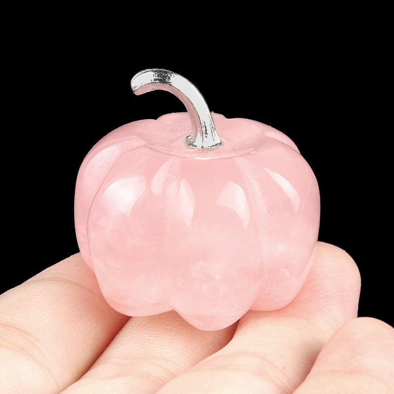 30mm Gemstone Pumpkin Oranment for Home Office Decor Handmade Craved Vegetables fruits Stone Gifts