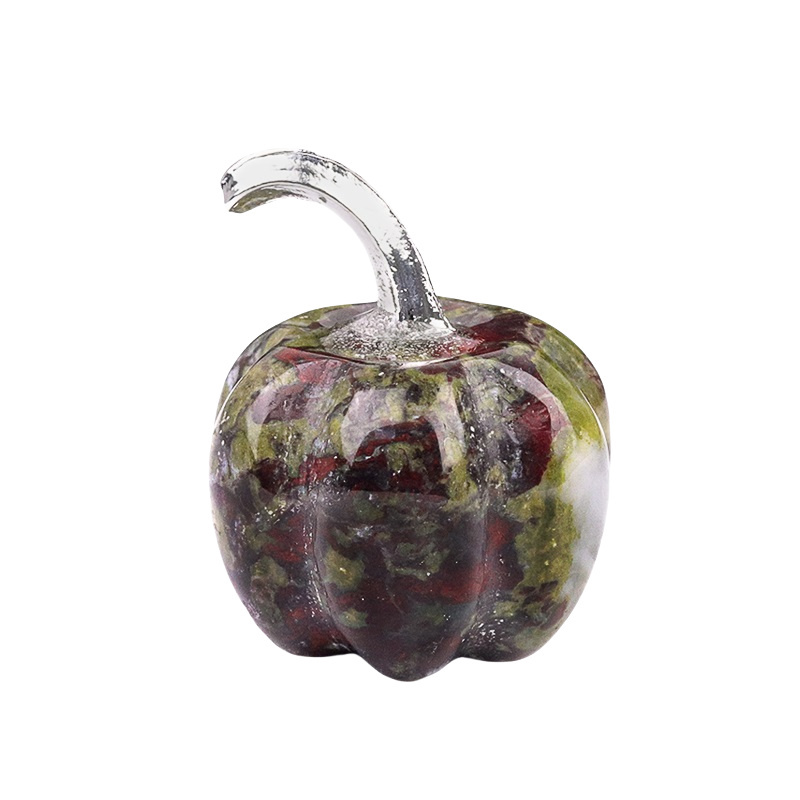 20mm/30mm Gemstone Pumpkin Oranment for Home Office Decor Handmade Craved Vegetables fruits Stone Gifts