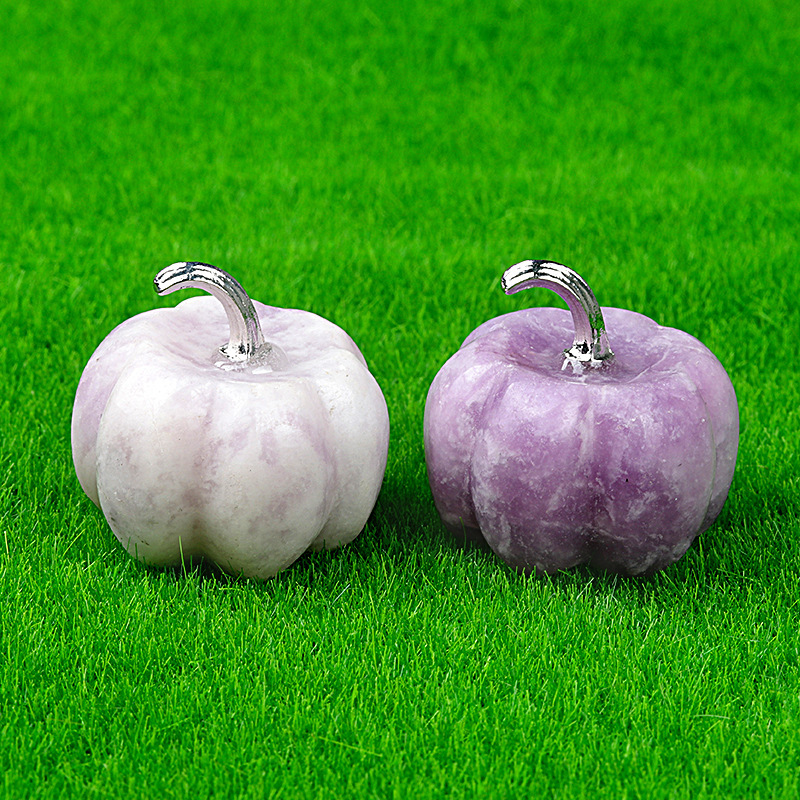 20mm/30mm Gemstone Pumpkin Oranment for Home Office Decor Handmade Craved Vegetables fruits Stone Gifts