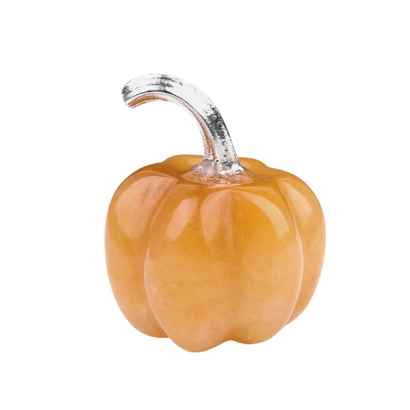 20mm/30mm Gemstone Pumpkin Oranment for Home Office Decor Handmade Craved Vegetables fruits Stone Gifts