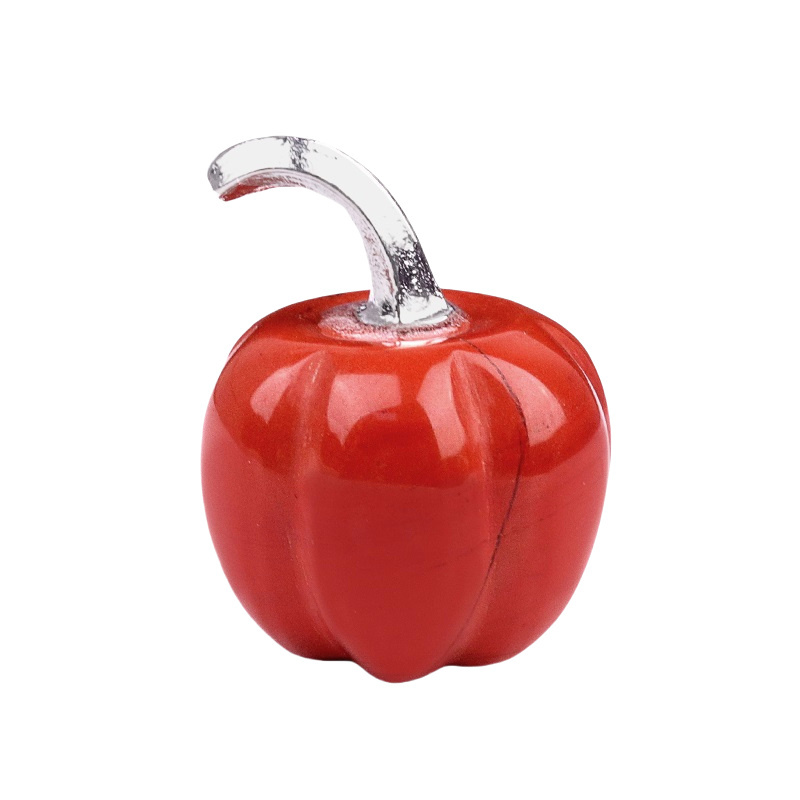 20mm/30mm Gemstone Pumpkin Oranment for Home Office Decor Handmade Craved Vegetables fruits Stone Gifts