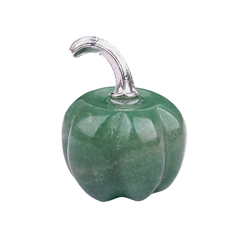 20mm/30mm Gemstone Pumpkin Oranment for Home Office Decor Handmade Craved Vegetables fruits Stone Gifts