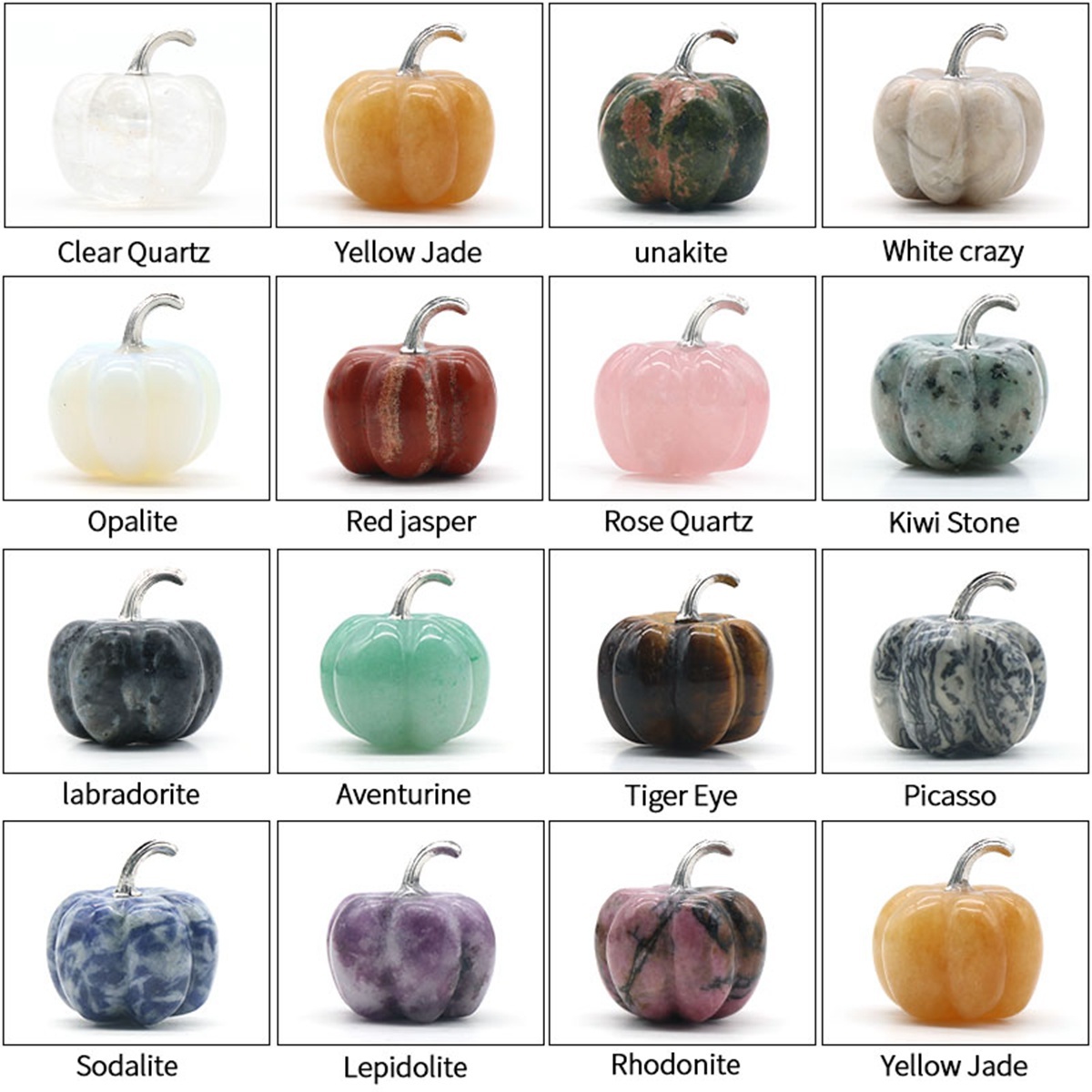 20mm/30mm Gemstone Pumpkin Oranment for Home Office Decor Handmade Craved Vegetables fruits Stone Gifts