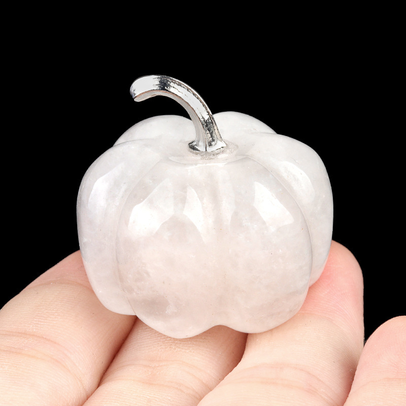 30mm Gemstone Pumpkin Oranment for Home Office Decor Handmade Craved Vegetables fruits Stone Gifts