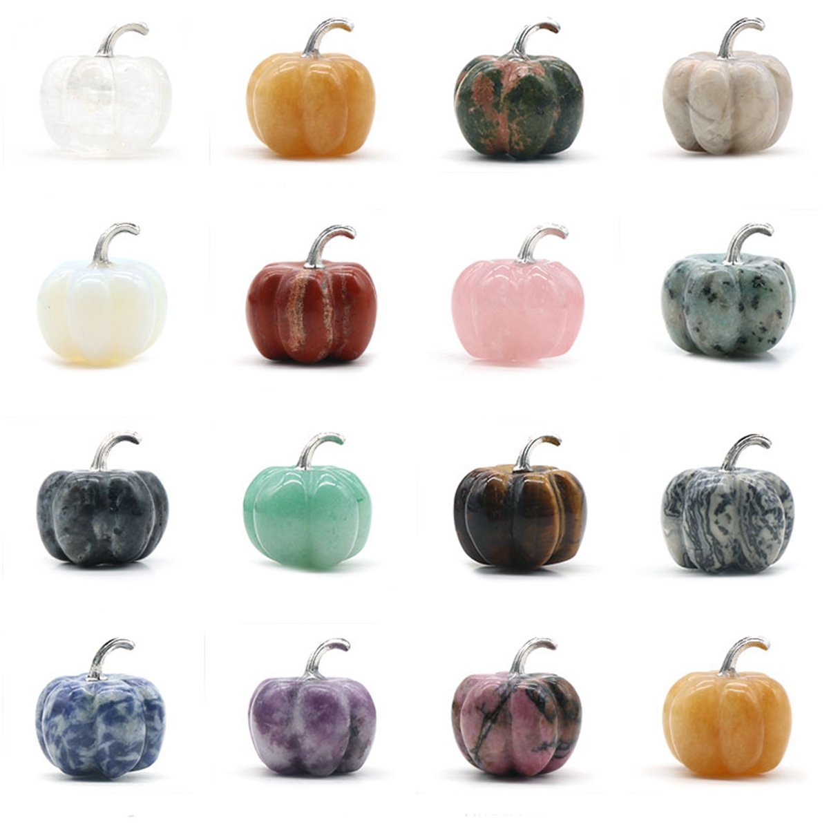 20mm/30mm Gemstone Pumpkin Oranment for Home Office Decor Handmade Craved Vegetables fruits Stone Gifts