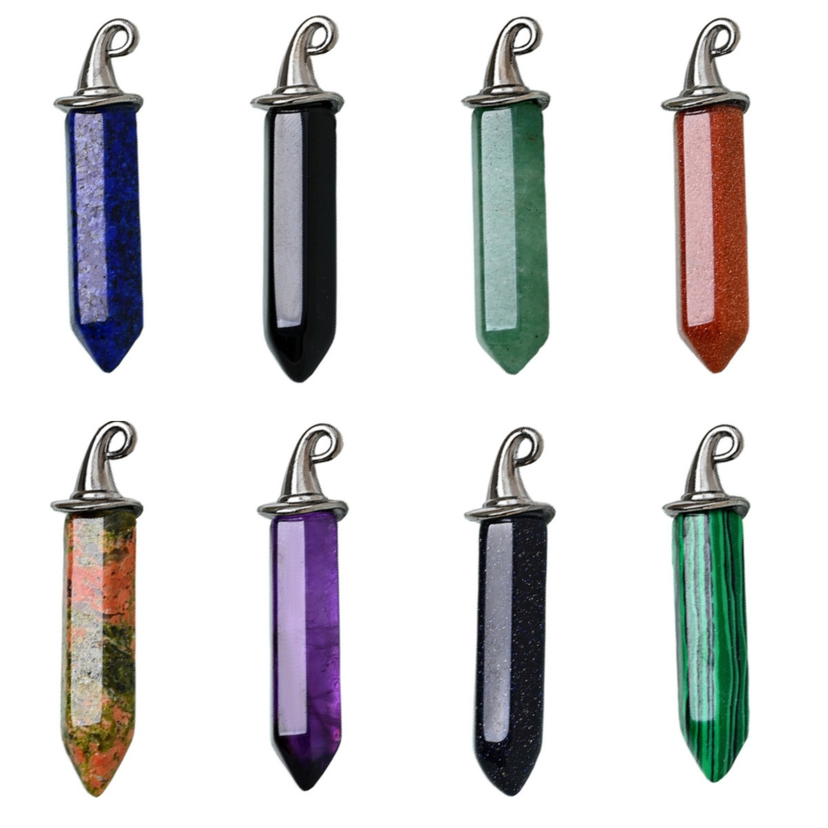 Gemstone Hexagonal Prism GunBlack Wizard Cap Pendant