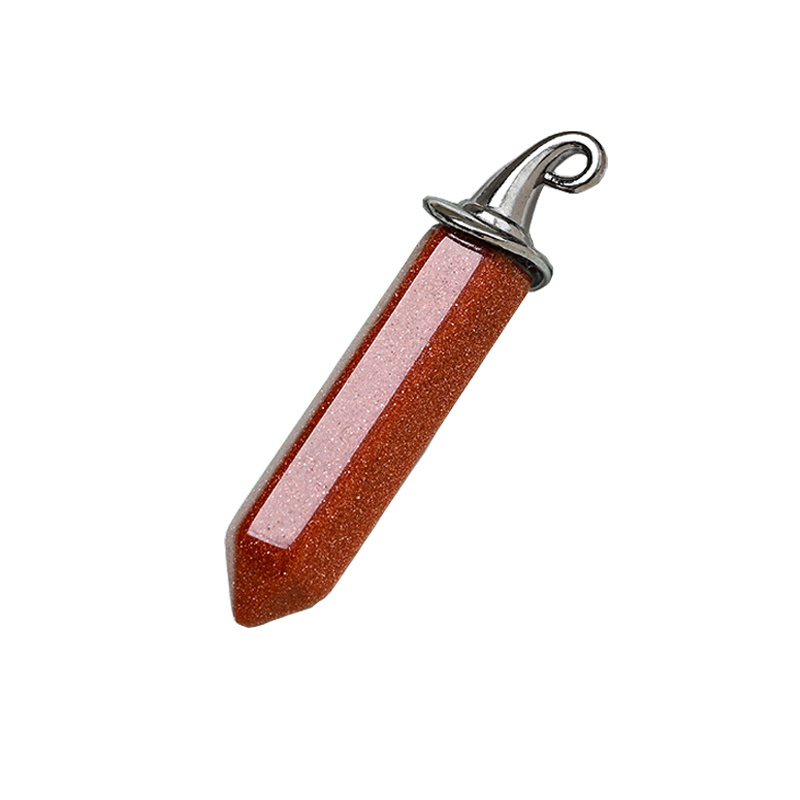 Gemstone Hexagonal Prism GunBlack Wizard Cap Pendant