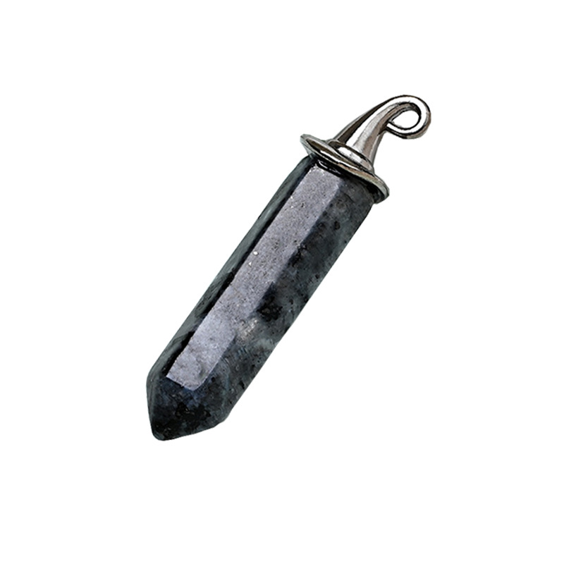 Gemstone Hexagonal Prism GunBlack Wizard Cap Pendant