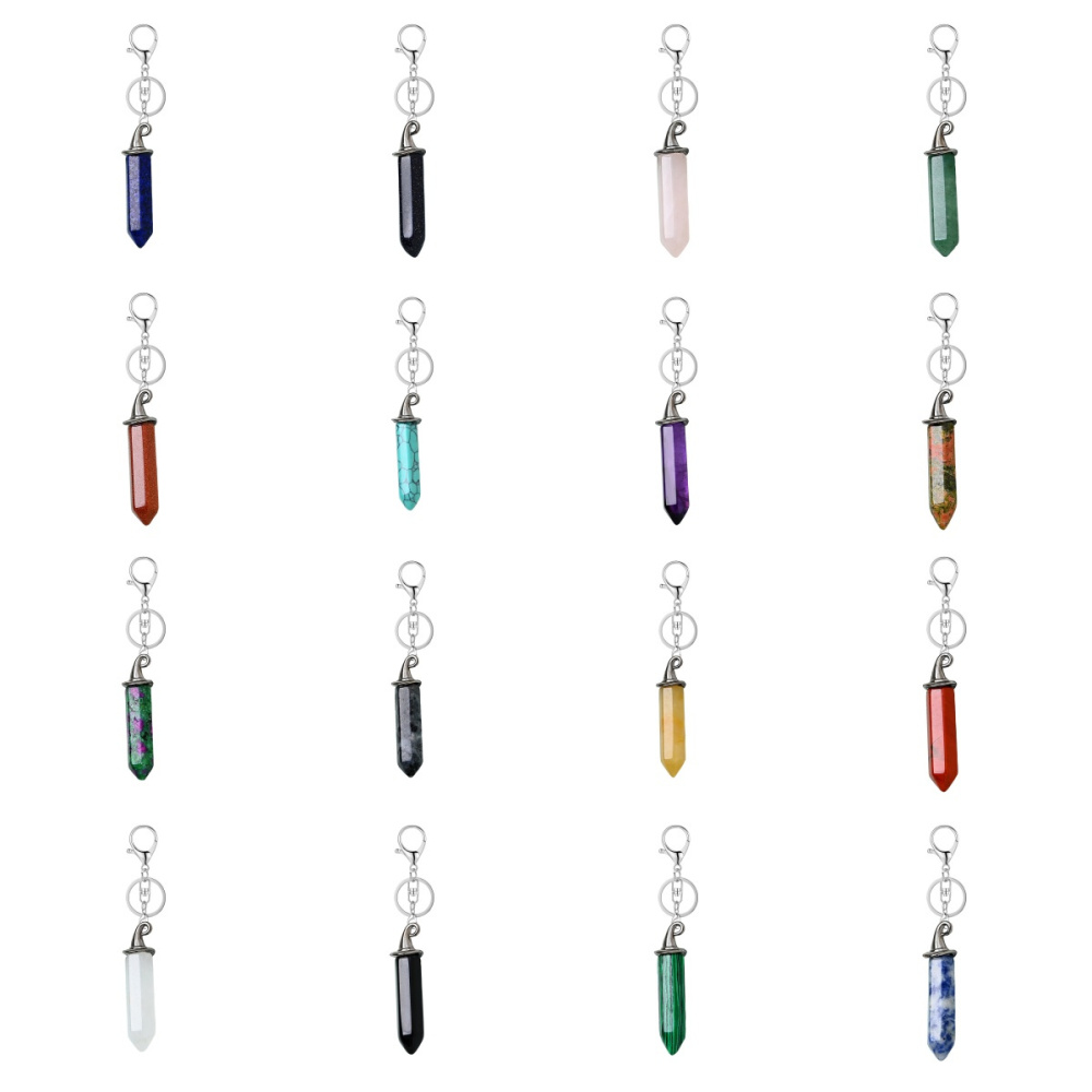 Gemstone Hexagonal Prism GunBlack Wizard Cap Pendant Necklace with 45CM Black Cord