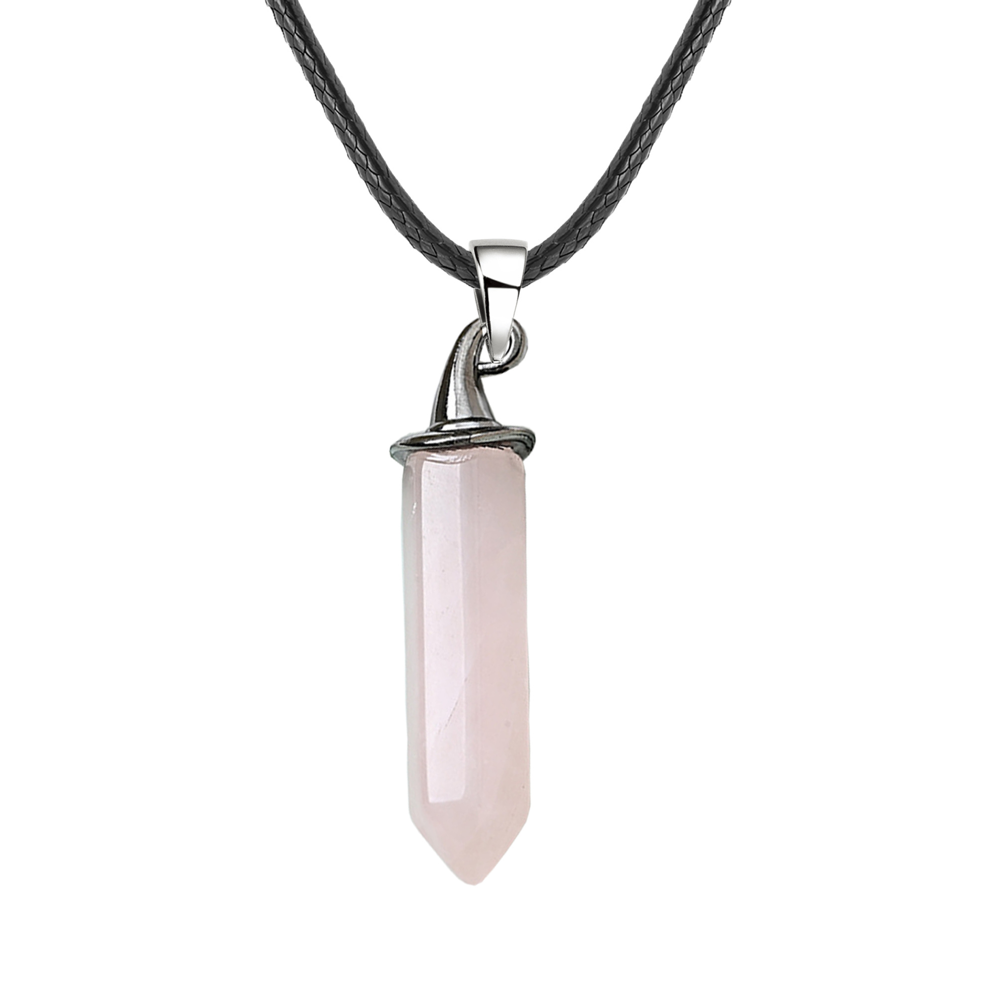 Gemstone Hexagonal Prism GunBlack Wizard Cap Pendant Necklace with 45CM Black Cord
