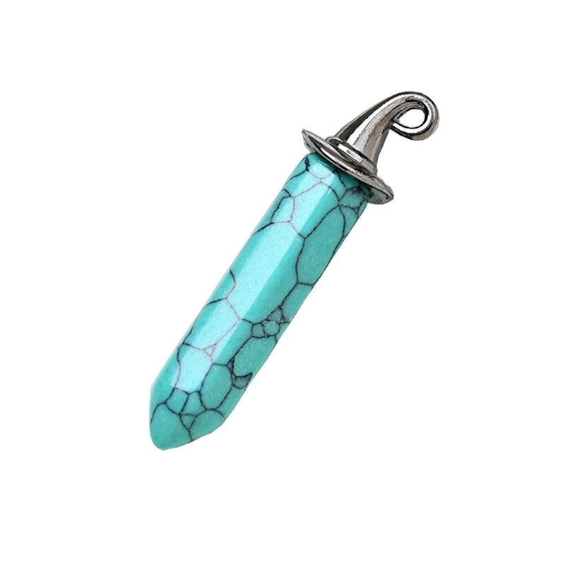 Gemstone Hexagonal Prism GunBlack Wizard Cap Pendant