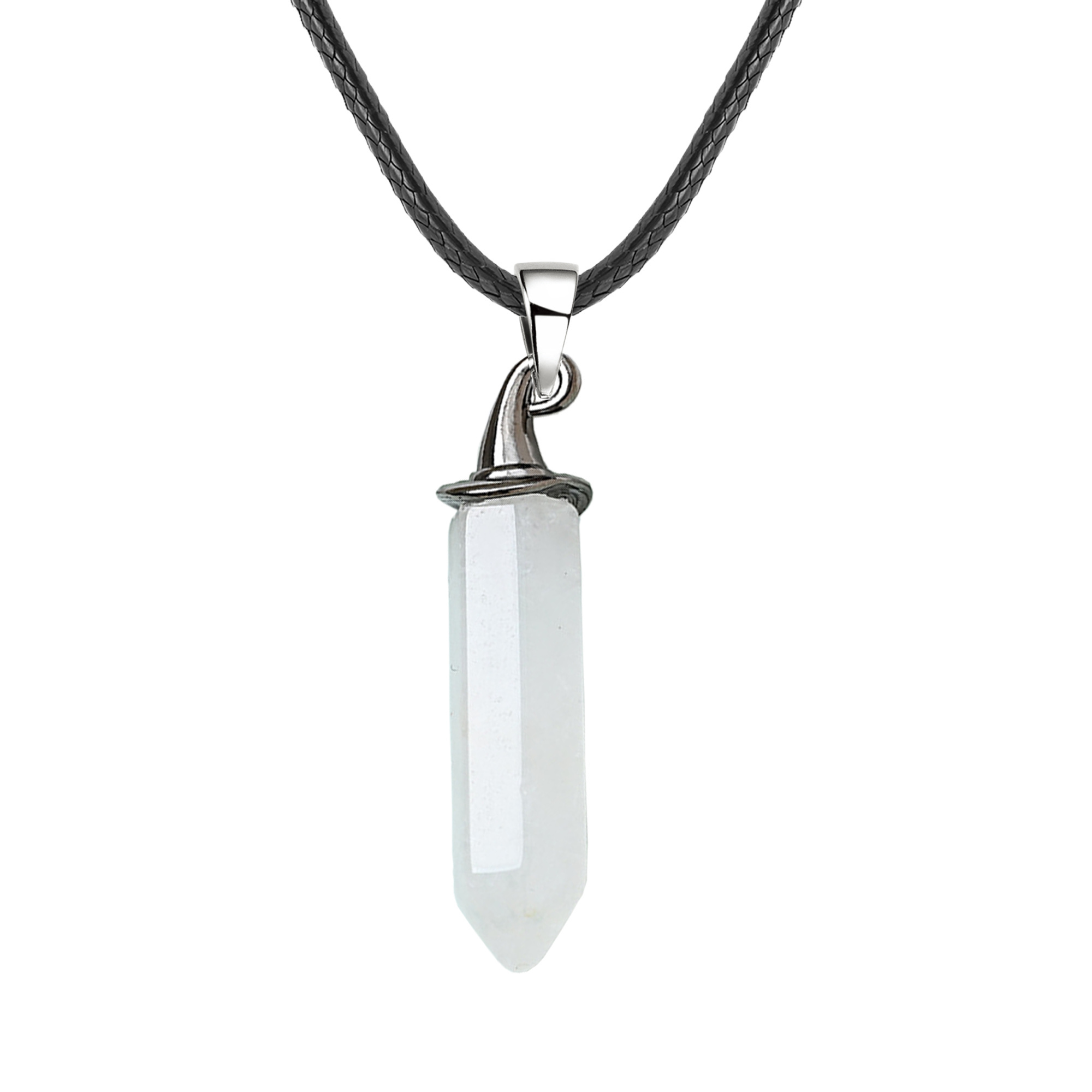 Gemstone Hexagonal Prism GunBlack Wizard Cap Pendant Necklace with 45CM Black Cord