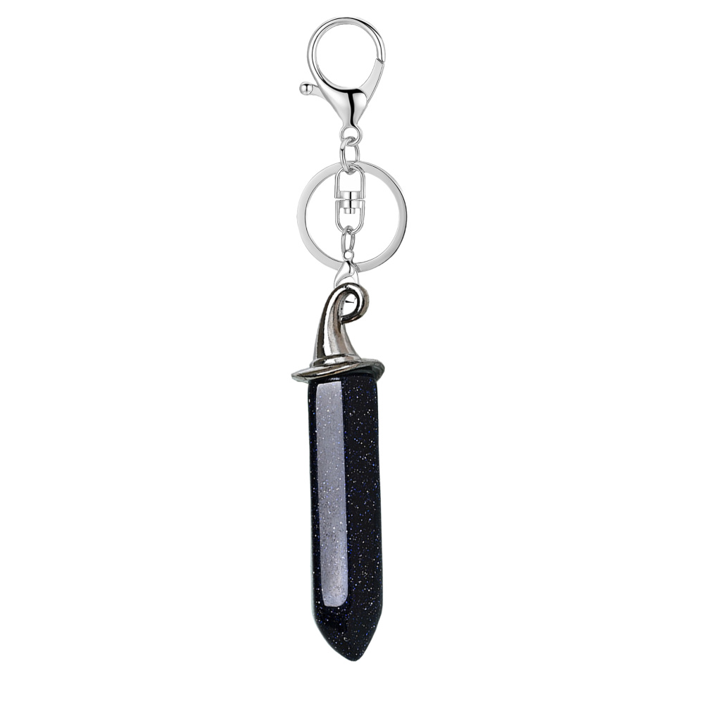 Gemstone Hexagonal Prism GunBlack Wizard Cap Pendant Necklace with 45CM Black Cord