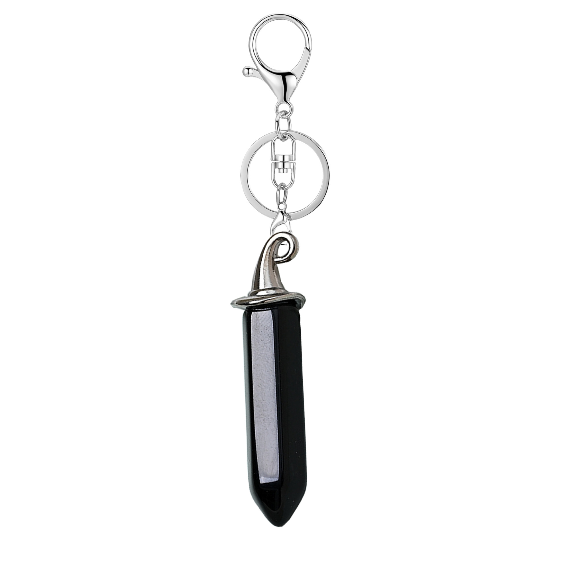 Gemstone Hexagonal Prism GunBlack Wizard Cap Pendant Necklace with 45CM Black Cord