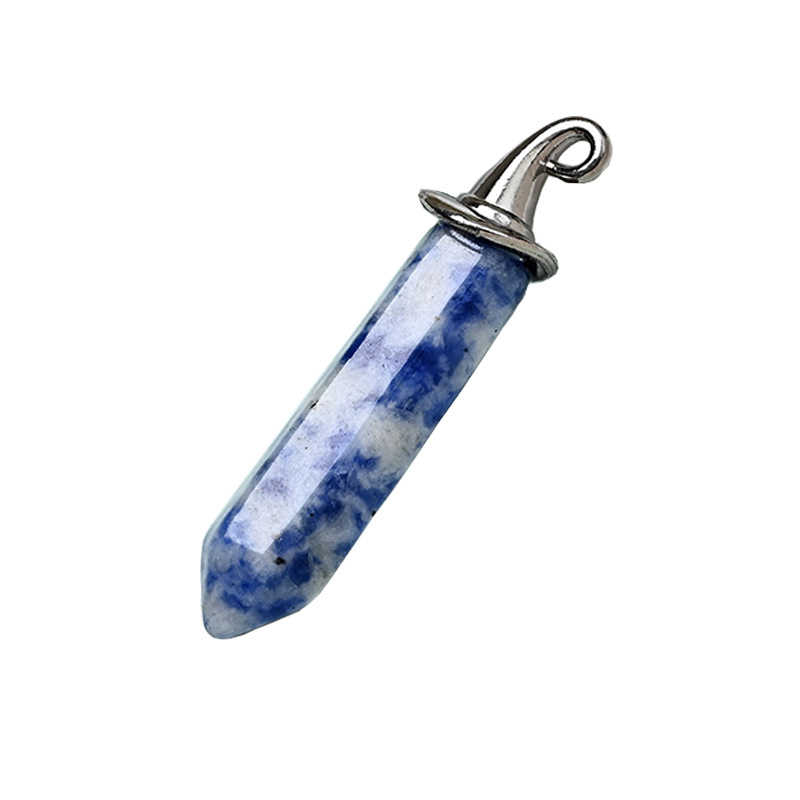 Gemstone Hexagonal Prism GunBlack Wizard Cap Pendant