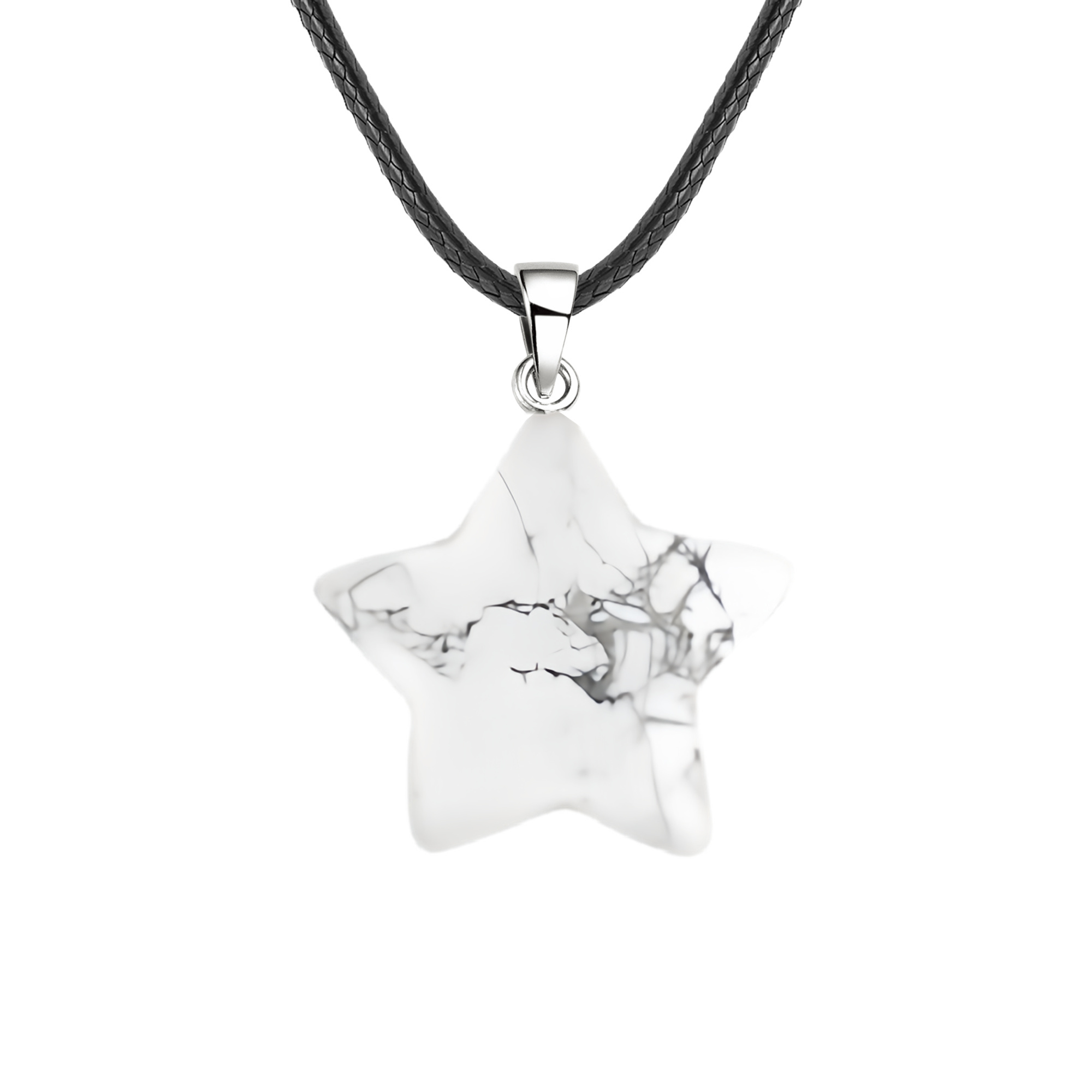 Gemstone 30MM Star Pendant Necklace 45cm Black Cord