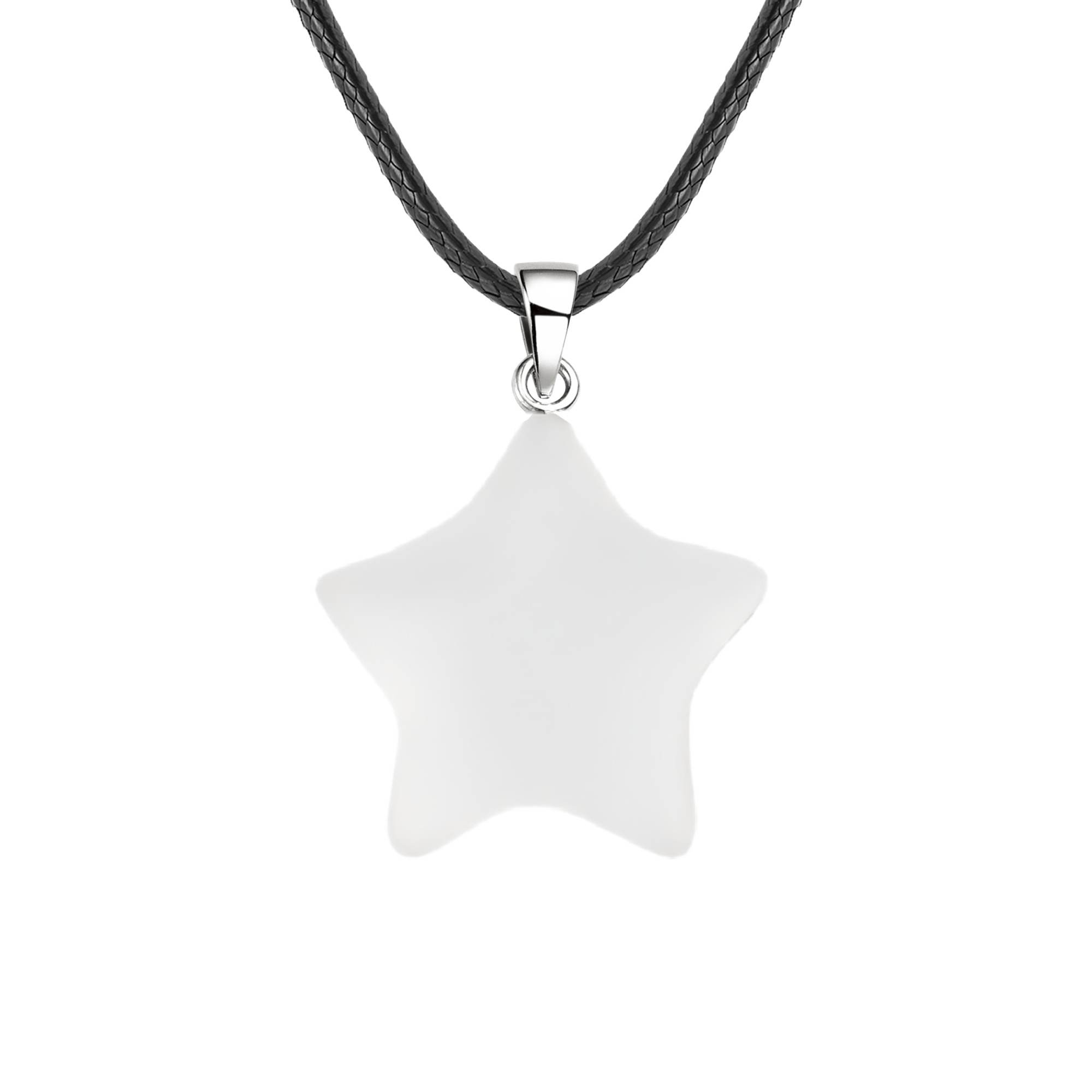 Gemstone 30MM Star Pendant Necklace 45cm Black Cord