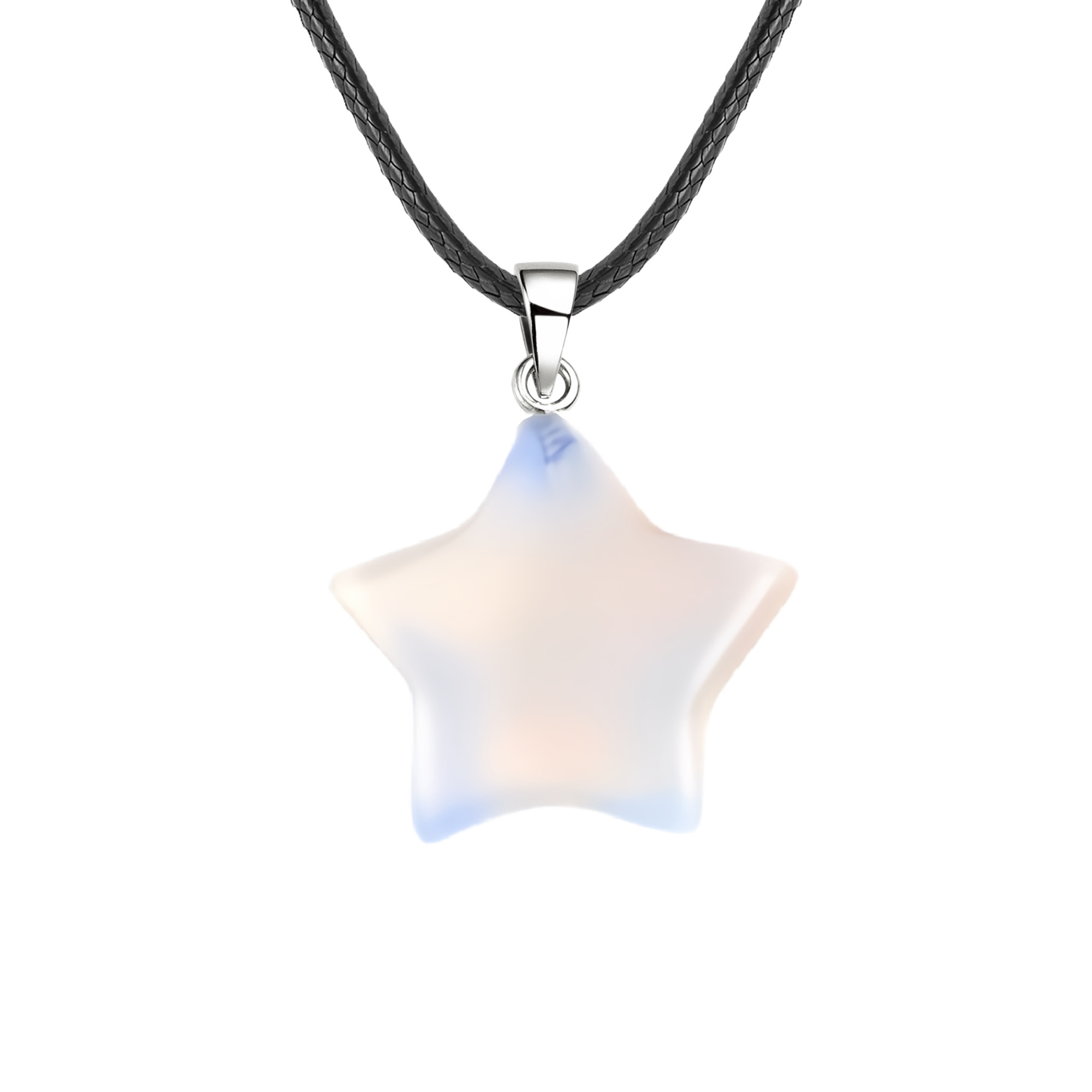 Gemstone 30MM Star Pendant Necklace 45cm Black Cord