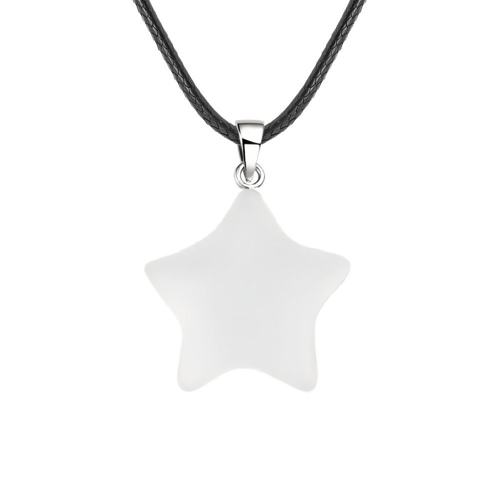 Gemstone 30MM Star Pendant Necklace 45cm Black Cord