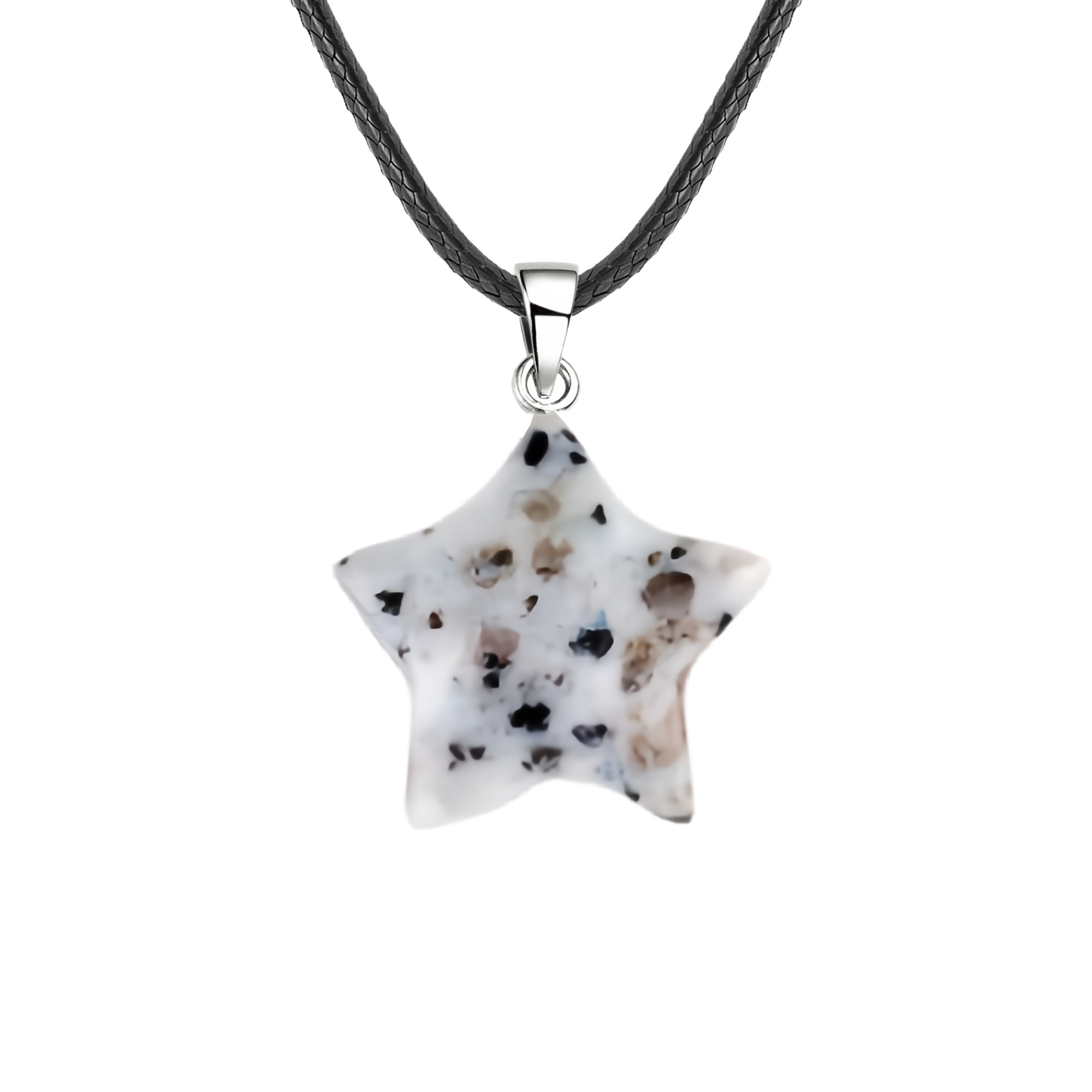 Gemstone 30MM Star Pendant Necklace 45cm Black Cord