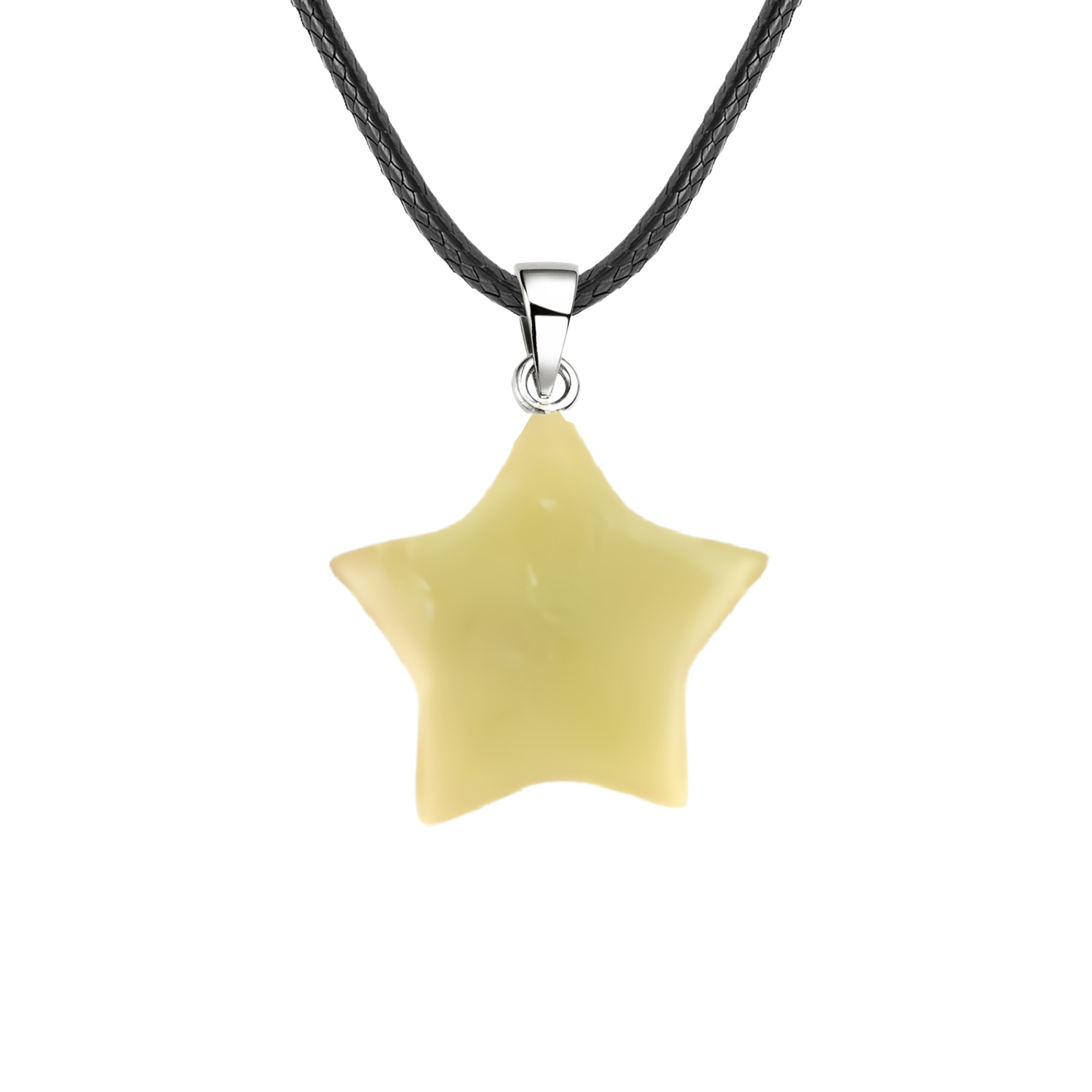 Gemstone 30MM Star Pendant Necklace 45cm Black Cord