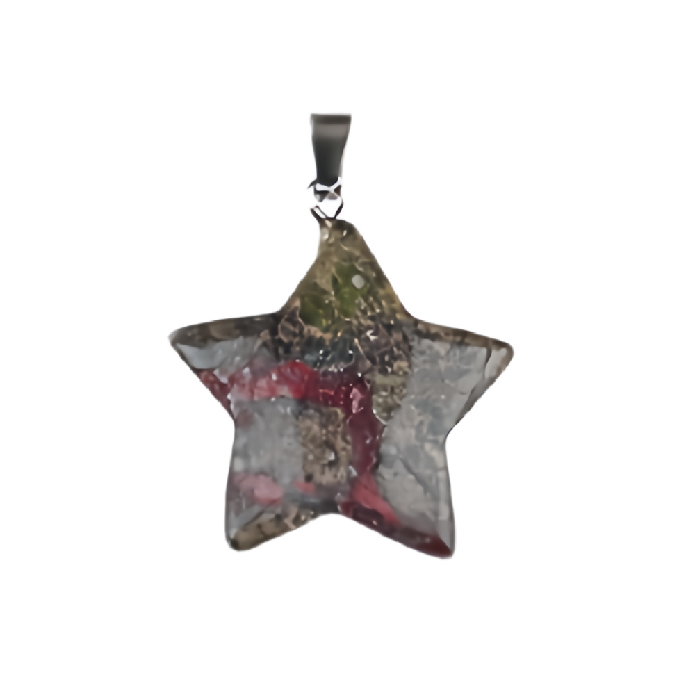 Gemstone 30MM Star Pendant Necklace 45cm Black Cord