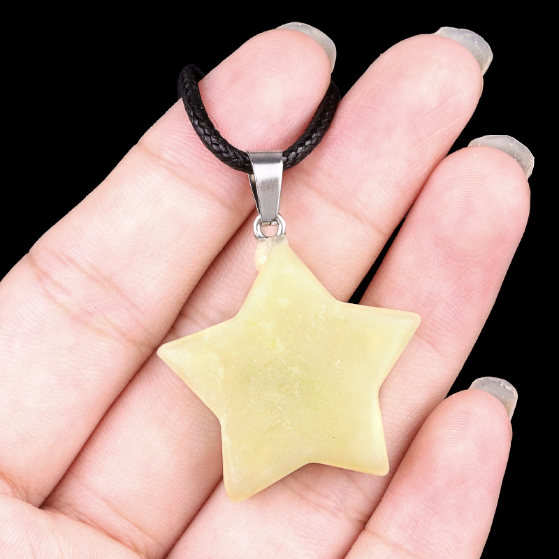 Gemstone 30MM Star Pendant Necklace 45cm Black Cord