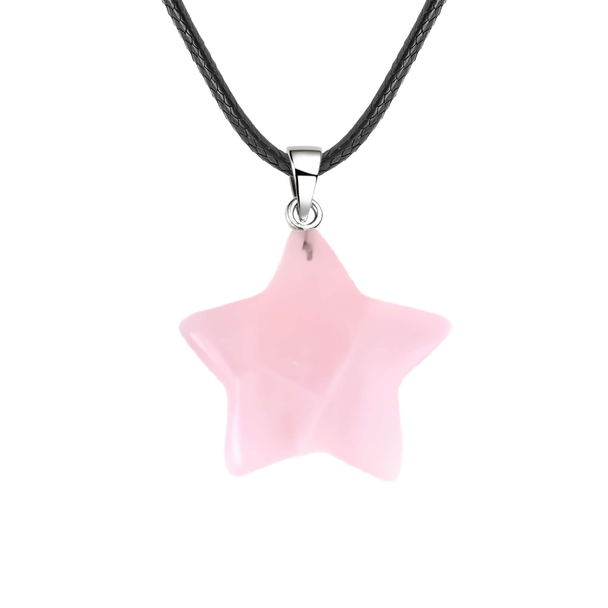 Gemstone 30MM Star Pendant Necklace 45cm Black Cord