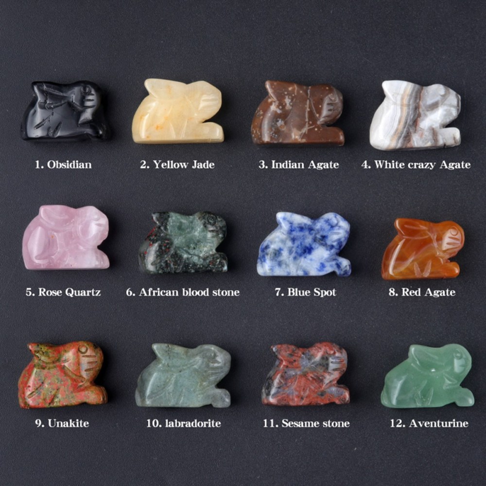 Handmade Craved  1.0Inch Rabbit Gemstone for Home Decor