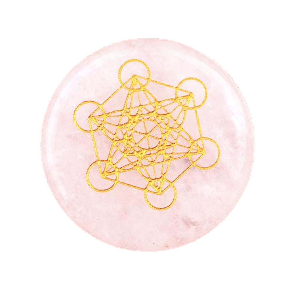 Gemstone 25MM Circular Disc Mat Handmade Craved Pattern-Metatron's Cube For Home Decor