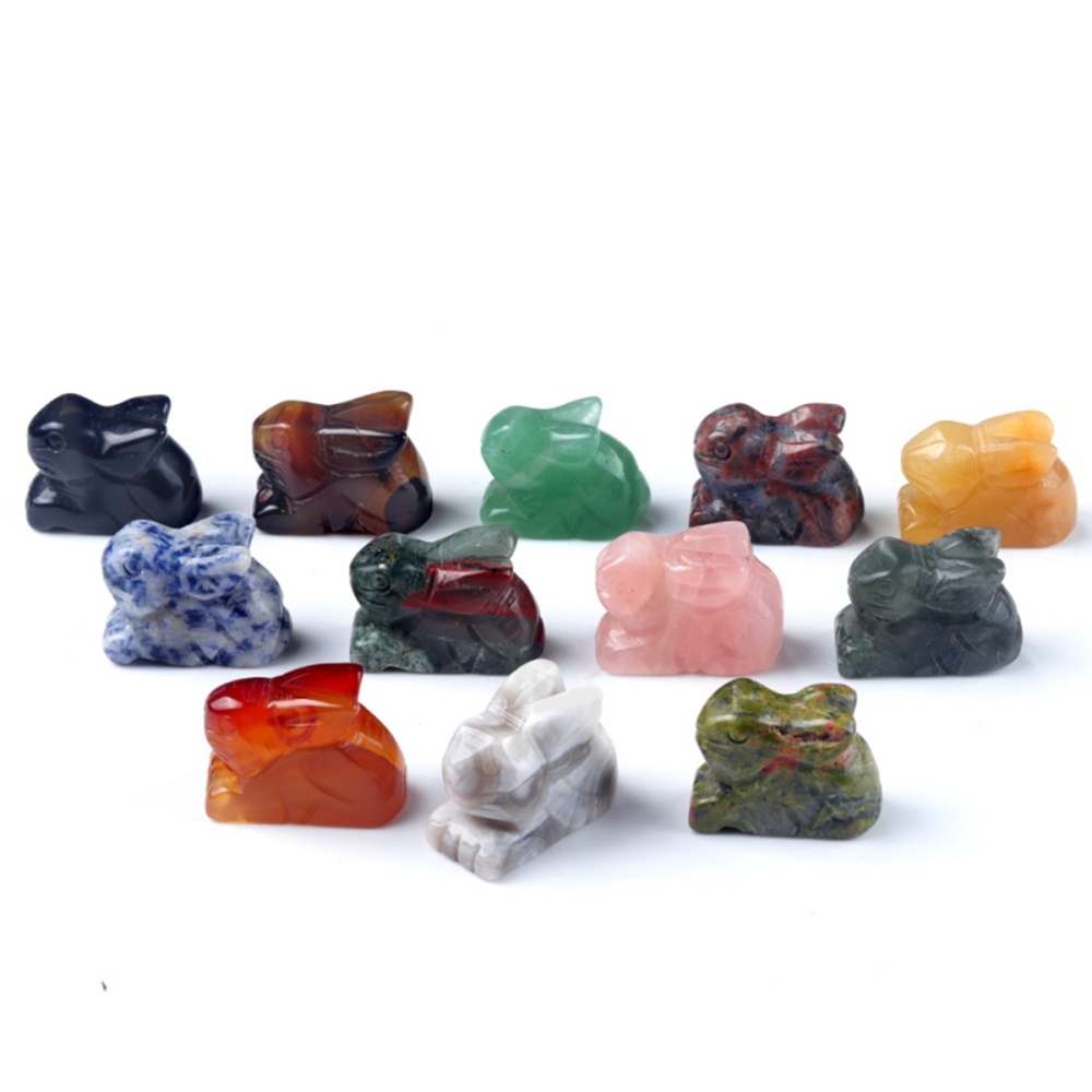 Handmade Craved  1.0Inch Rabbit Gemstone for Home Decor