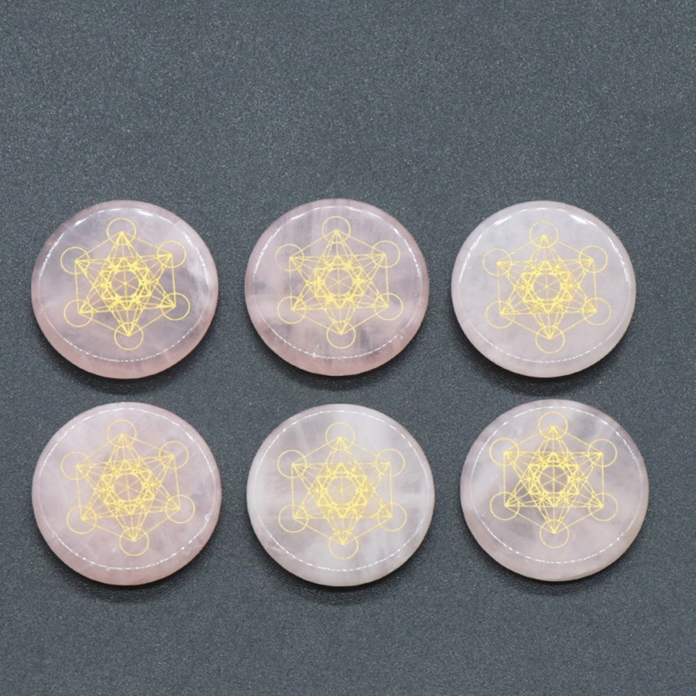 Gemstone 25MM Circular Disc Mat Handmade Craved Pattern-Taiji Bagua For Home Decor