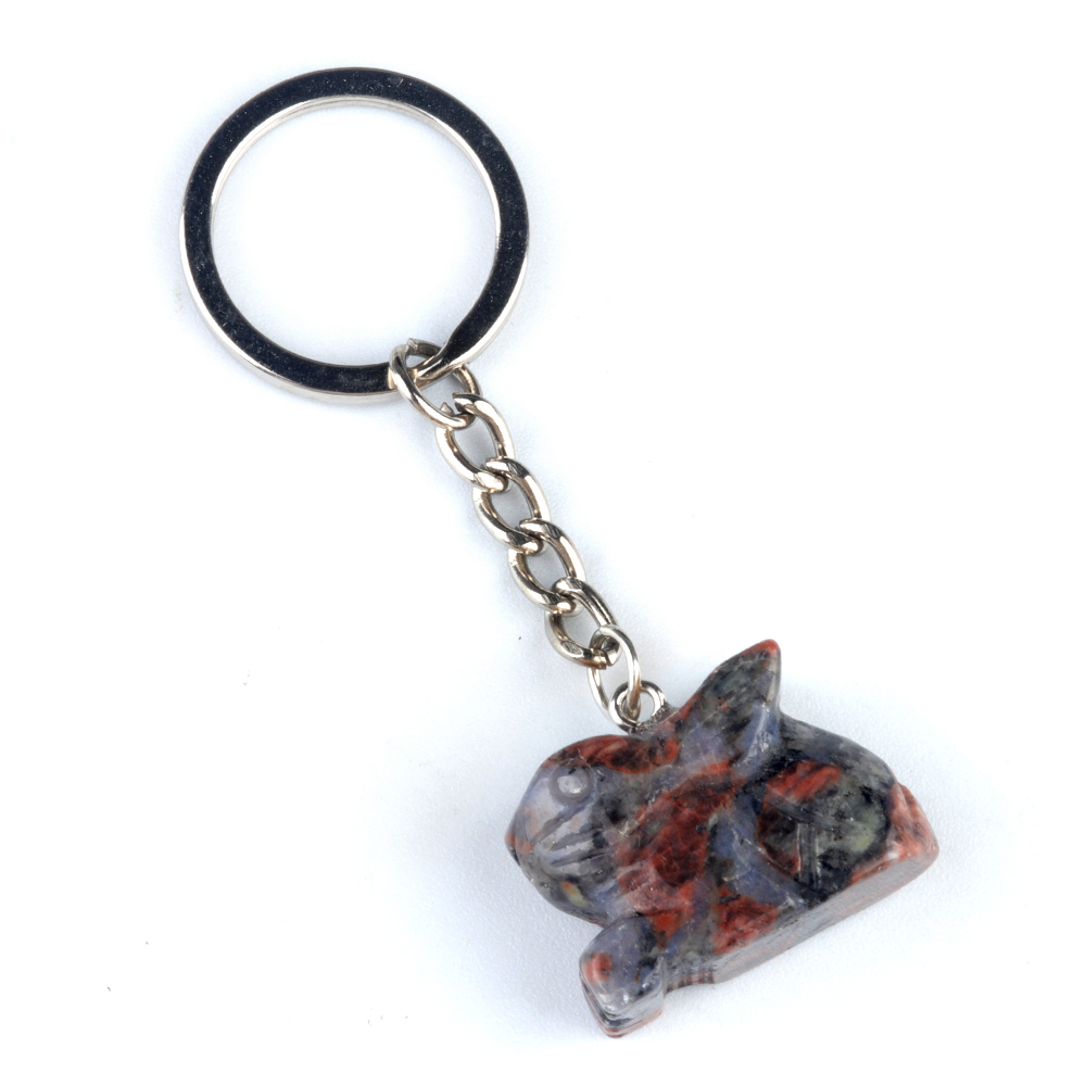 Handmade Craved 1.0Inch Rabbit Gemstone Pendant keychain