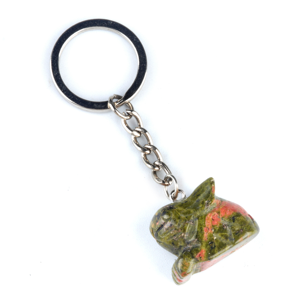 Handmade Craved 1.0Inch Rabbit Gemstone Pendant keychain