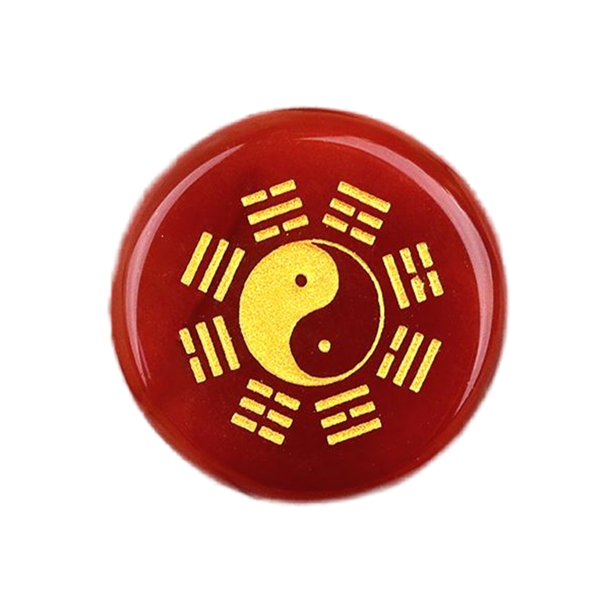 Gemstone 25MM Circular Disc Mat Handmade Craved Pattern-Taiji Bagua For Home Decor
