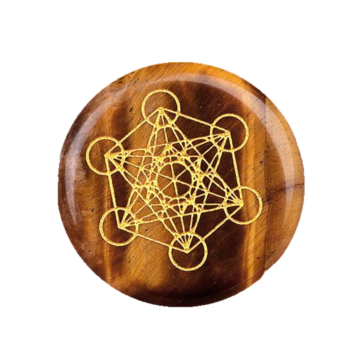Gemstone 25MM Circular Disc Mat Handmade Craved Pattern-Metatron's Cube For Home Decor